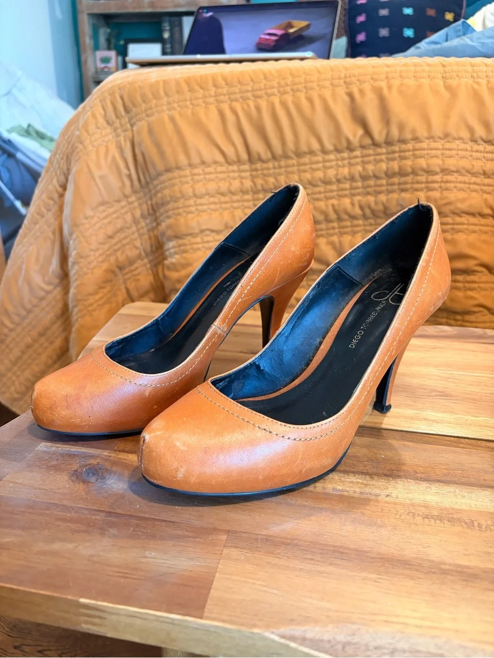 Classic Tan Leather High Heel Pumps